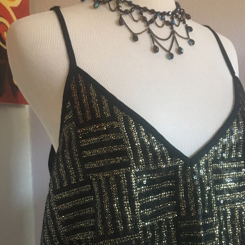 Abercrombie black & gold sequined top NWOT